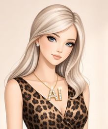 Lady AI, an illustrated AI character